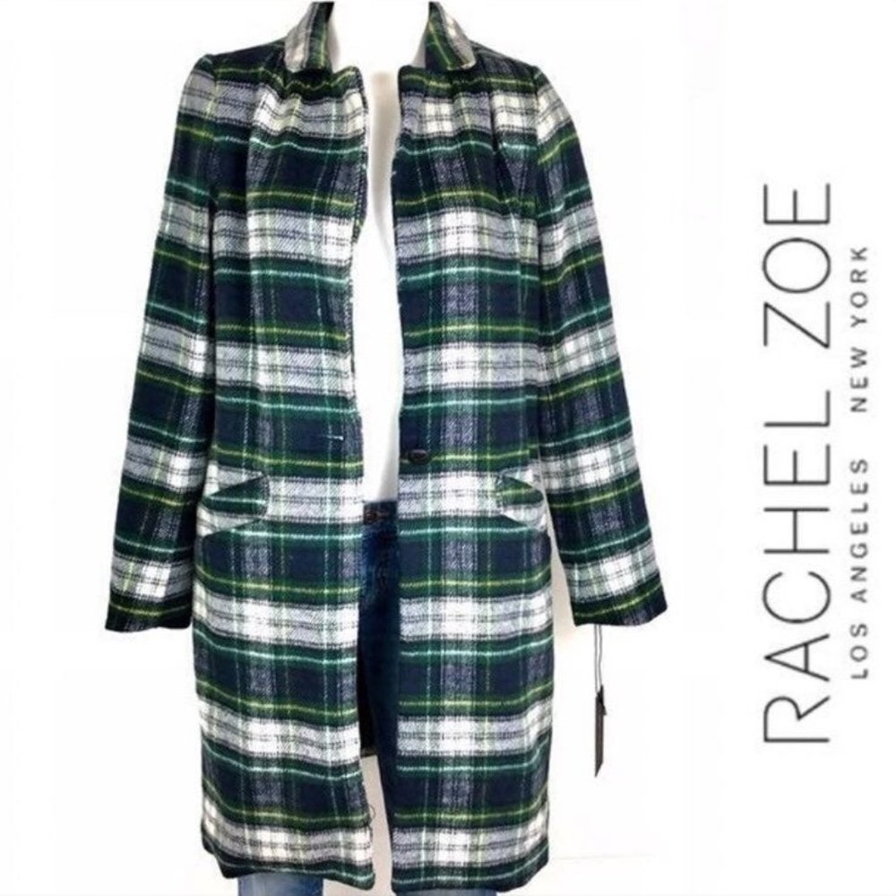 NWT Rachel Zoe Plaid Wool Jacket Large 💚💚